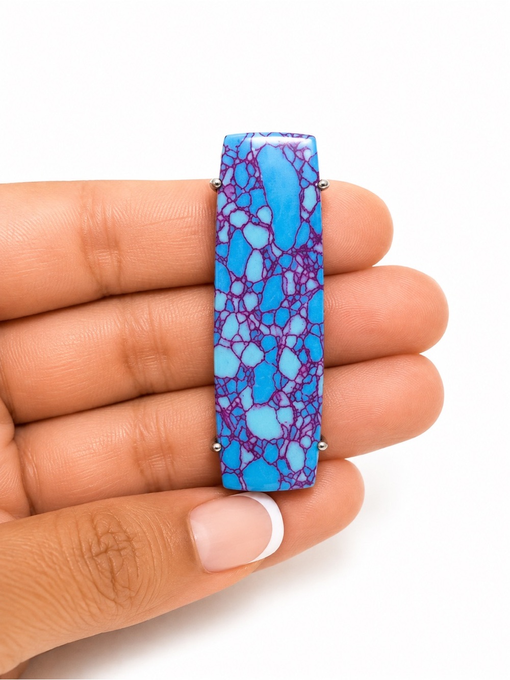 Sterling Silver 925 Blue Purple Patterned Wearable Accent Ring